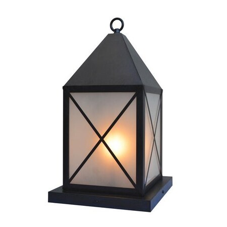 Arroyo Craftsman 8" Nottingham Column Mount, Black, Tan Glass NOC-8TN-BK
